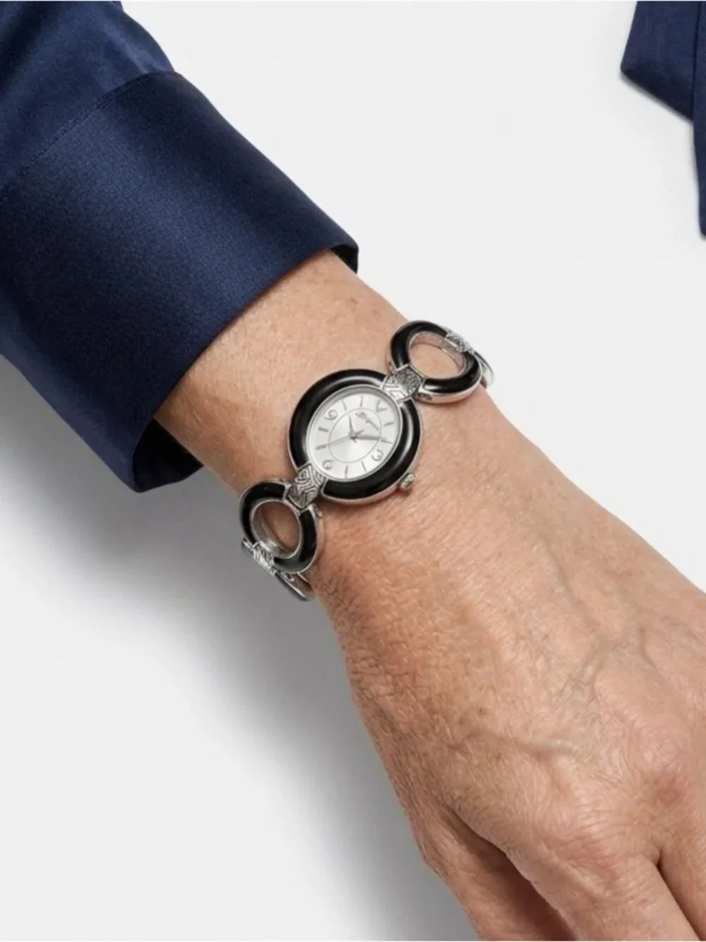 Brighton Padova Oval Link Black Women’s 28mm Bracelet Watch New Battery Included